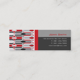 Carte De Visite Mini Retro Mod Art Déco Zig Zag Funky Motif Rouge Noir