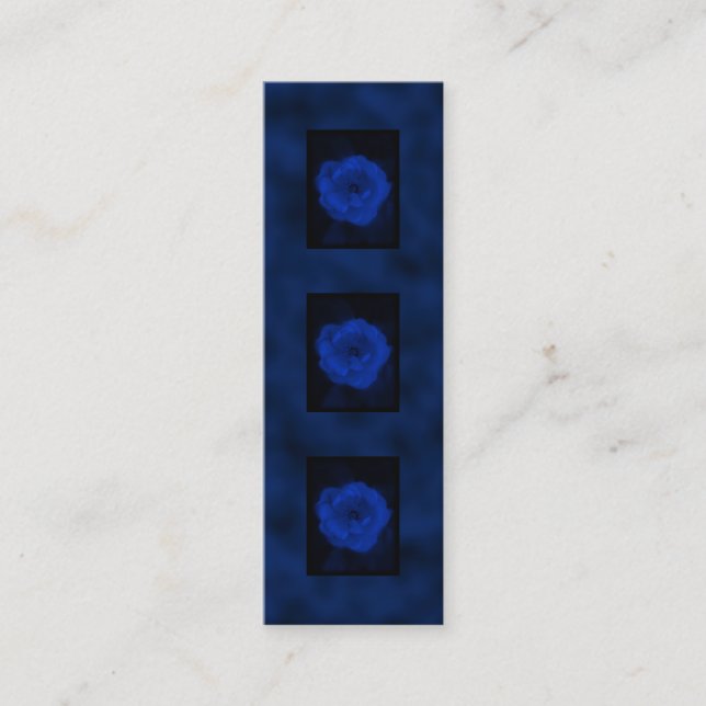 Carte De Visite Mini Rose de bleu. Avec noir et profondément le bleu (Devant)