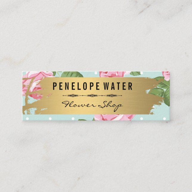 Carte De Visite Mini Rose et Pois (Devant)