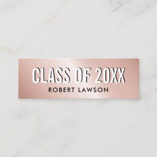 Carte De Visite Mini Rose Gold Metallic Luxe Class Graduation Name Card