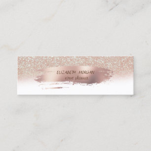 Carte De Visite Mini Rose Gold Moderne Coup de Pinceau, Bokeh Pailleté