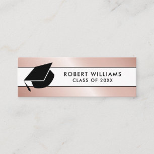 Carte De Visite Mini Rose Gold White Chic Grad Casquette Graduation Ins