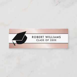 Carte De Visite Mini Rose Gold White Chic Grad Casquette Infos