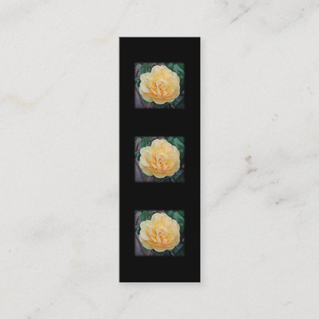 Carte De Visite Mini Rose jaune, sur le fond noir (Devant)