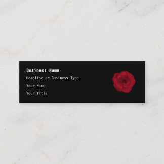 Carte De Visite Mini Rose rouge. Arrière - plan noir.