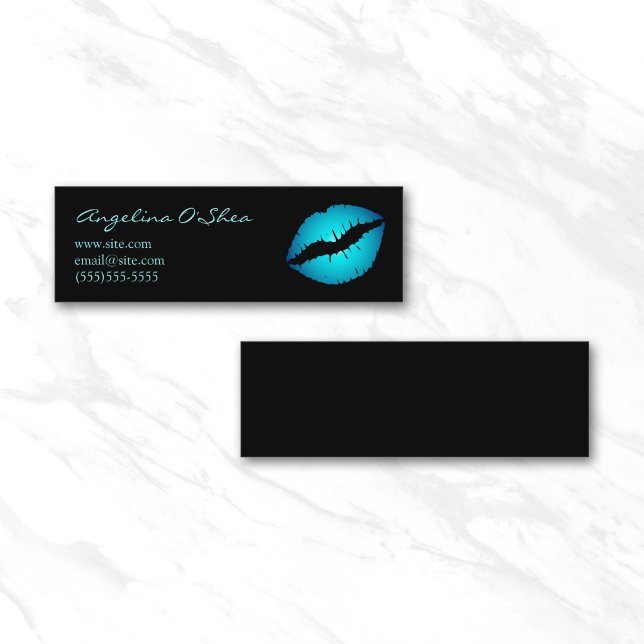 Carte De Visite Mini Rouge à lèvres bleu aqua (Blue Lipstick Skinny Business Card)