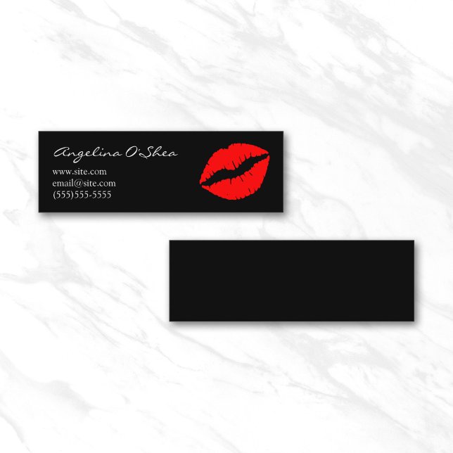 Carte De Visite Mini Rouge à lèvres noir et rouge (Black and Red Lipstick Mini Business Card)