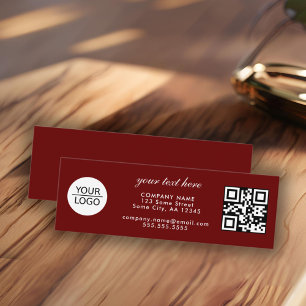 Carte De Visite Mini Rouge Ajouter votre logo QR Code Promotion de text