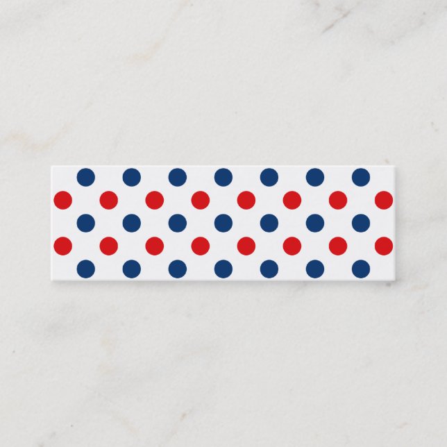 Carte De Visite Mini Rouge Blanc et Bleu à pois (Devant)