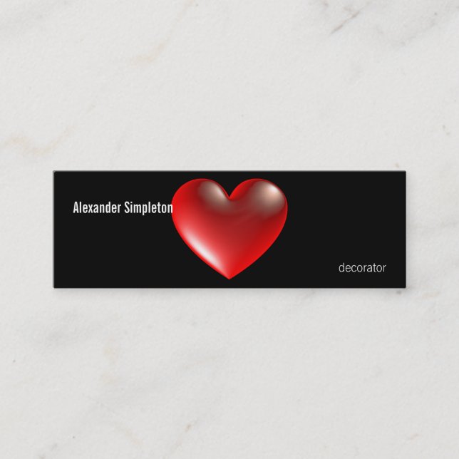 Carte De Visite Mini rouge de symbole de coeur du style 3D (Devant)