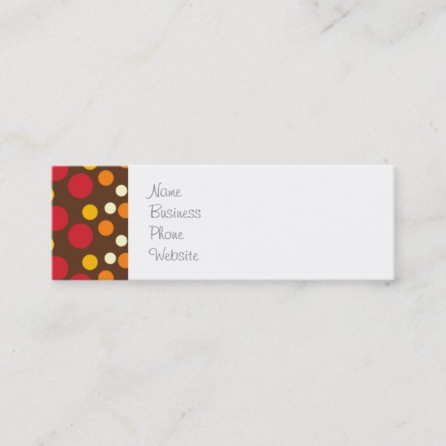 Carte De Visite Mini Rouge orange jaune blanc Brown Pois Motif (Devant)