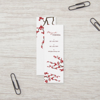 Carte De Visite Mini Rouge Sakura Fleurs Cerisiers Fleurs Chic Asiatiqu