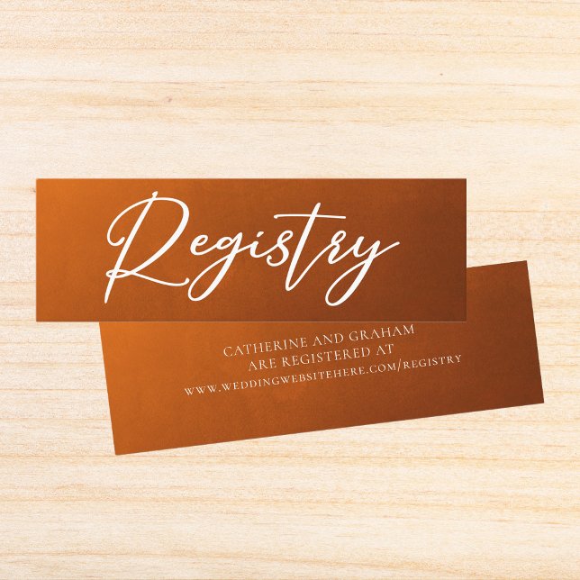 Carte De Visite Mini Rustic Burange Orange Mariage d'automne Insère (Créateur téléchargé)