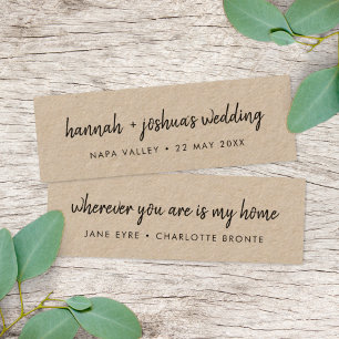 Carte De Visite Mini Rustic Kraft   Wedding Favor Mini Bookmark Card