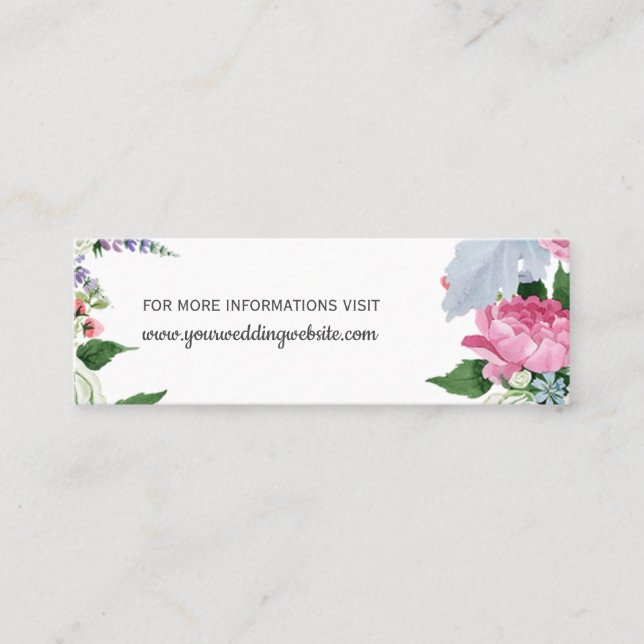 Carte De Visite Mini Rustique Boho rose lilas bleu Mariage site Web (Devant)