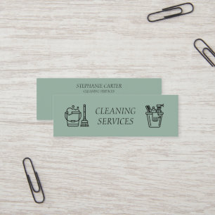 Carte De Visite Mini Sage Green Cleaning Services Company