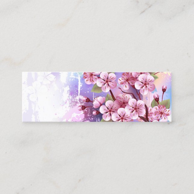 Carte De Visite Mini Sakura rose sur la peinture Arrière - plan (Devant)