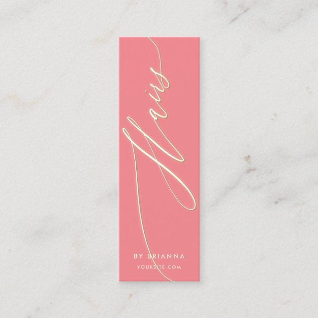 Carte De Visite Mini Salon de beauté des cheveux Coiffeur Gold Script (Devant)