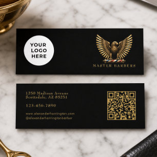 Carte De Visite Mini Salon de coiffure Luxe Aigle Doré Logo Coiffeur
