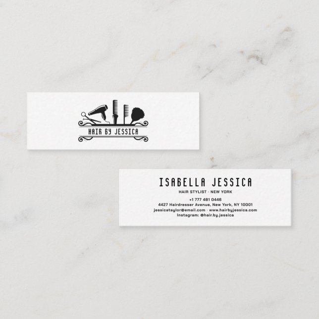 Carte De Visite Mini Salon de coiffure professionnel | Salon élégant (Devant / Derrière)
