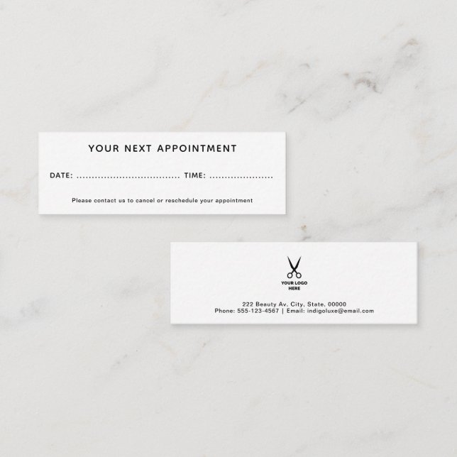 Carte De Visite Mini Salon des cheveux Ajouter votre logo Rendez-vous (Devant / Derrière)
