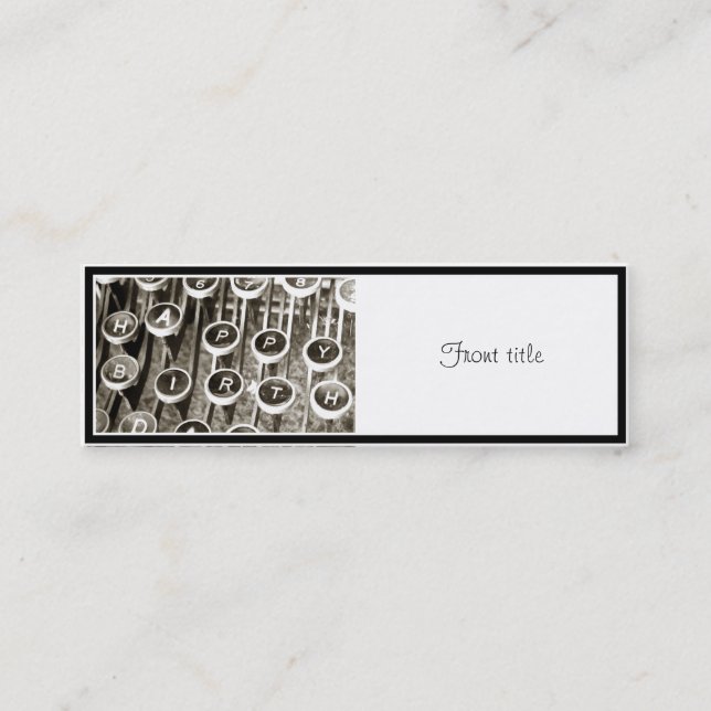 Carte De Visite Mini Salutation d'anniversaire de la machine à écrire v (Devant)