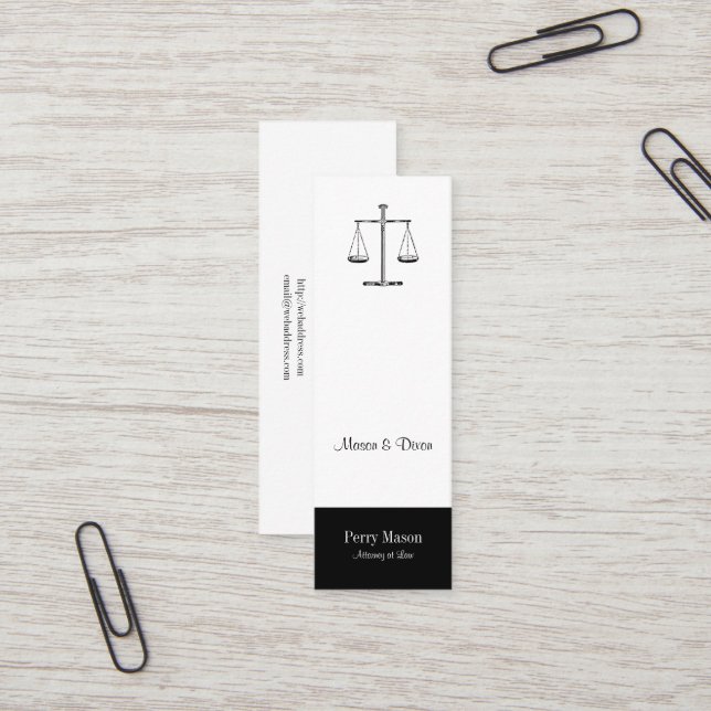 Carte De Visite Mini Scales de justice (Devant/Arrière en situation)