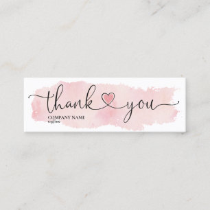 Carte De Visite Mini script moderne blush rose coeur merci pour l'ordre