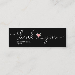 Carte De Visite Mini script moderne blush rose coeur merci pour l'ordre