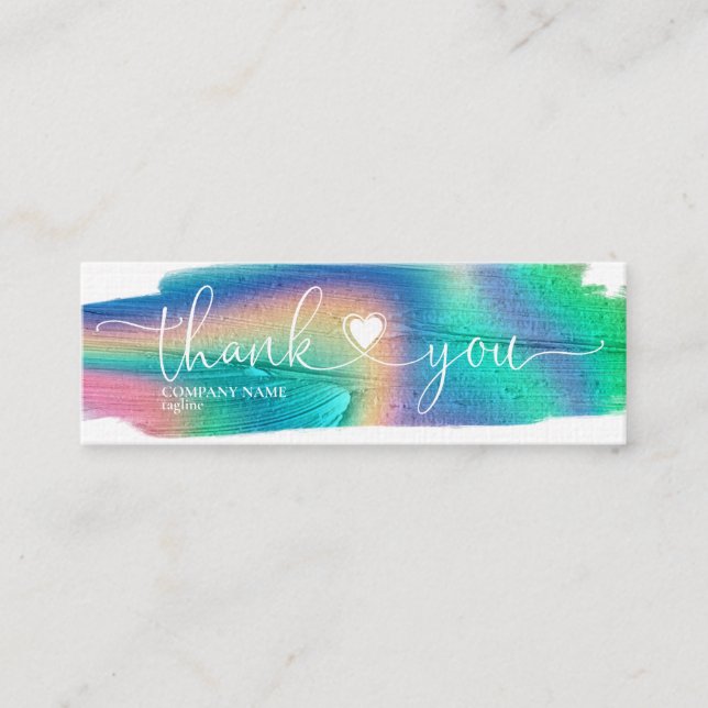 Carte De Visite Mini script moderne holographe coeur merci pour l'ordre (Devant)