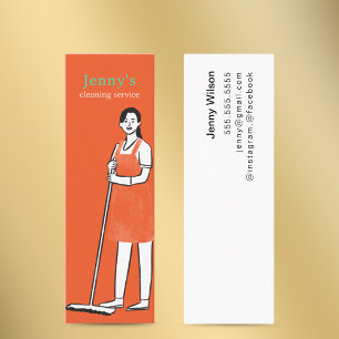 Carte De Visite Mini Service de nettoyage de maison de bonne en cartoon