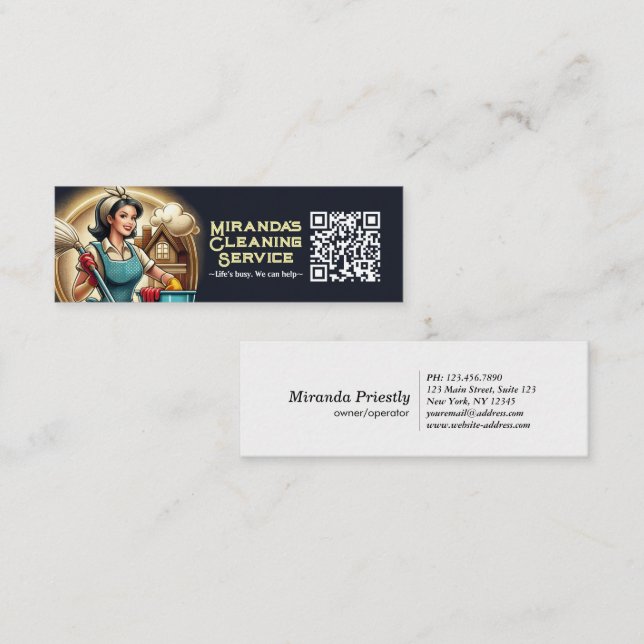 Carte De Visite Mini Service de nettoyage de maison moderne ménage (Devant / Derrière)
