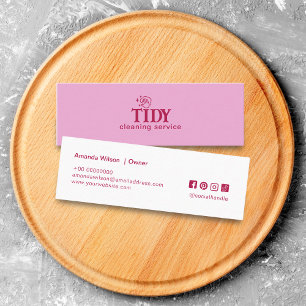 Carte De Visite Mini Service de nettoyage minimaliste rose personnalisé