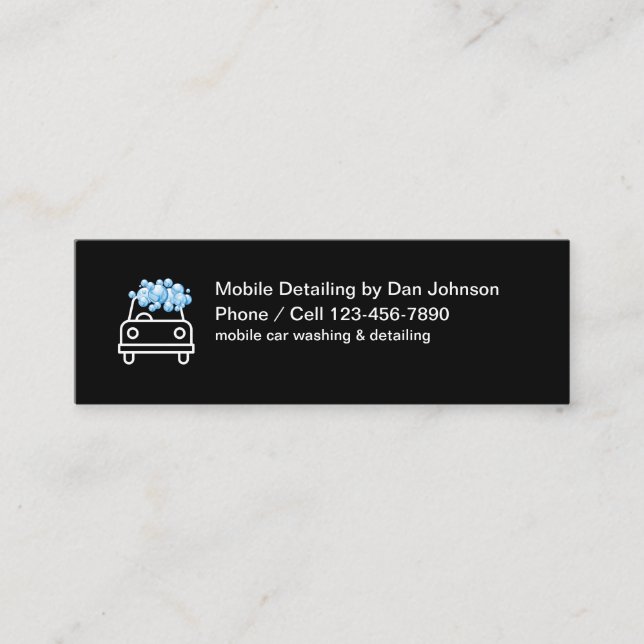 Carte De Visite Mini Services de detailing automobile mobile (Devant)