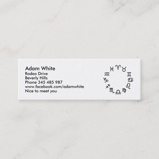 Carte De Visite Mini Signes de zodiaque (Devant)