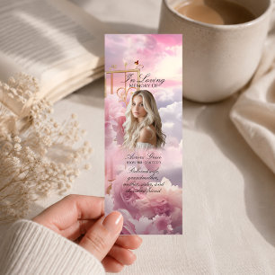Carte De Visite Mini Signet de célébration de vie avec des roses roses
