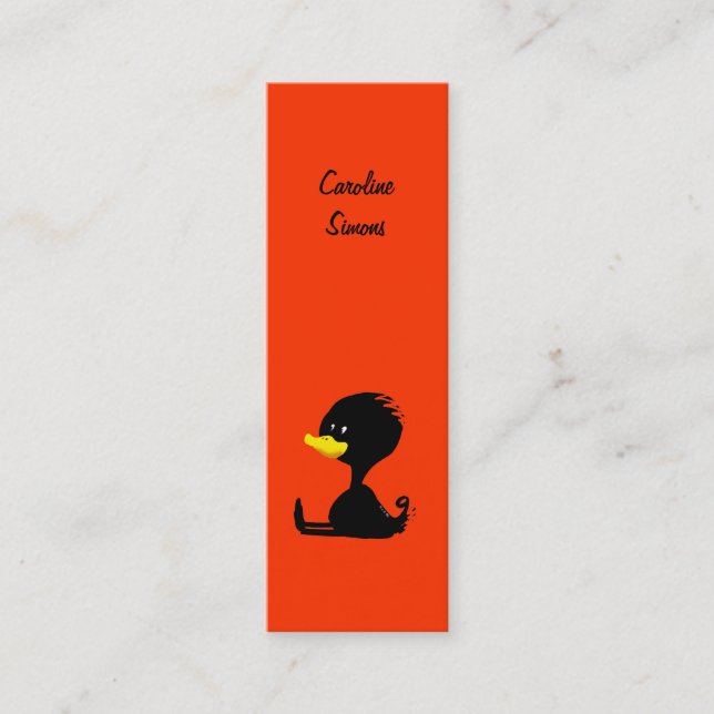 Carte De Visite Mini Signet mignon de bande dessinée noire (Devant)