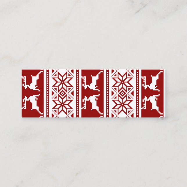 Carte De Visite Mini Signet scandinave de rennes de Noël nordique (Devant)