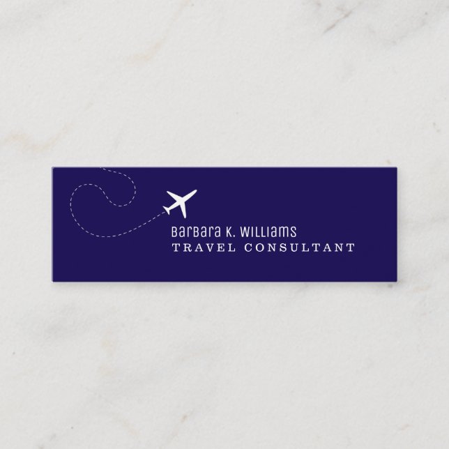 Carte De Visite Mini Simple Blue Travel Consultant (Devant)