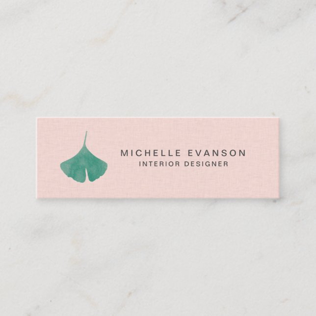 Carte De Visite Mini Simple Blush rose Ginkgo Nature (Devant)