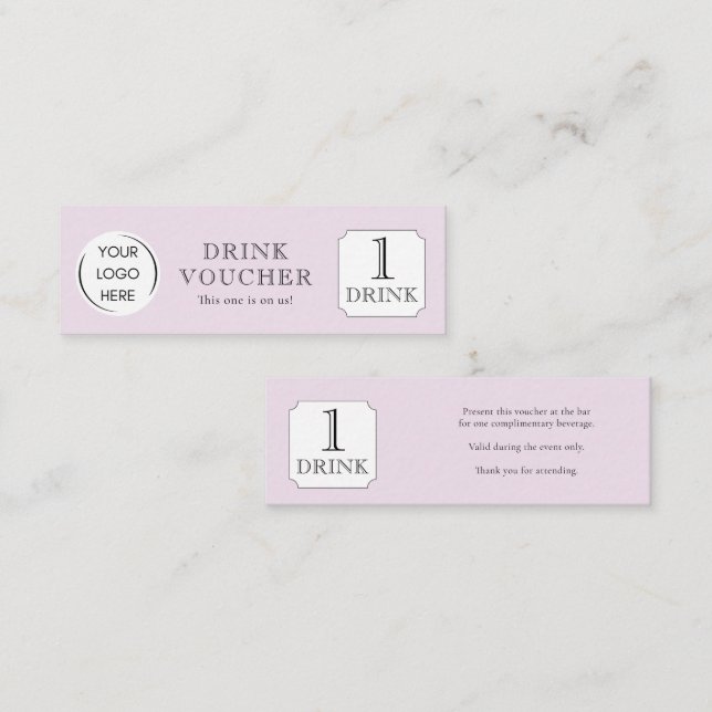 Carte De Visite Mini Simple BON DE BOISSON Logo d'entreprise (Devant / Derrière)