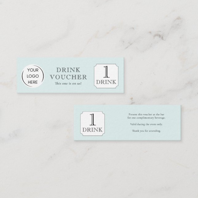 Carte De Visite Mini Simple BON DE BOISSON Logo d'entreprise (Devant / Derrière)