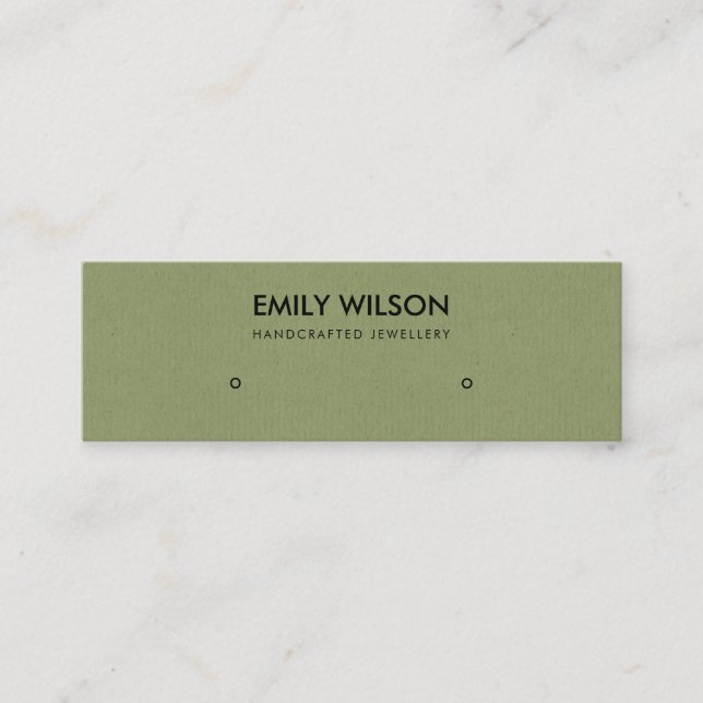 CARTE DE VISITE MINI SIMPLE CHIC GREEN KRAFT STUD EARRÊT AFFICHER LOGO (Devant)