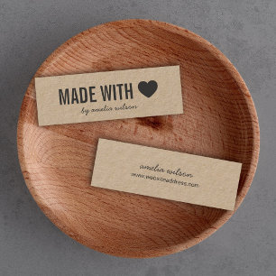 Carte De Visite Mini Simple coeur rustique fait avec amour Kraft