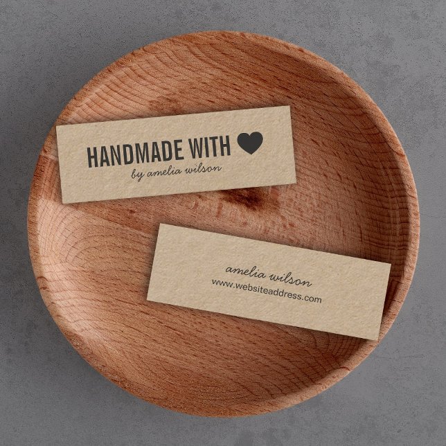 Carte De Visite Mini Simple coeur rustique fait main avec Love Kraft (Créateur téléchargé)