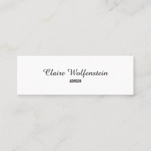 Carte De Visite Mini Simple Élégant Noir et Blanc Script Professionnel