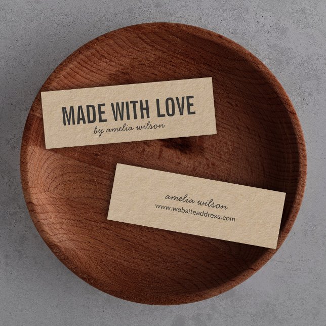 Carte De Visite Mini Simple Élégant Rustique Fabriqué avec Amour Kraft (Créateur téléchargé)