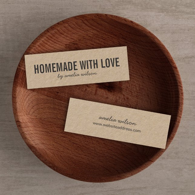 Carte De Visite Mini Simple Élégant Rustique Fait Maison avec Amour Kra (Créateur téléchargé)