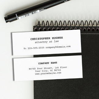 Carte De Visite Mini Simple minimaliste élégant avocat blanc à la loi