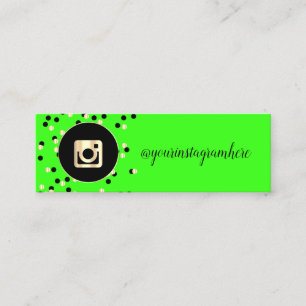 Carte De Visite Mini Simple Modern, Points, Or Instagram Vert Néon
